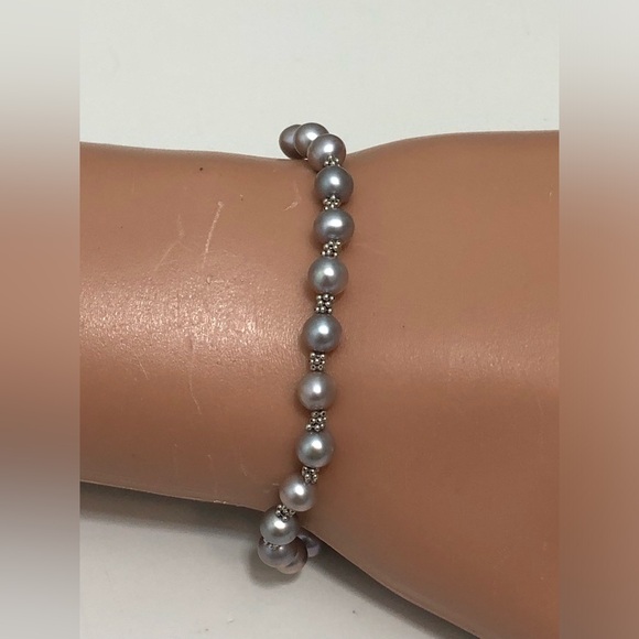 14K Gold Clasp & Spacer Beads Fresh Water Pearl Beaded Bracelet 7 in - Picture 4 of 10